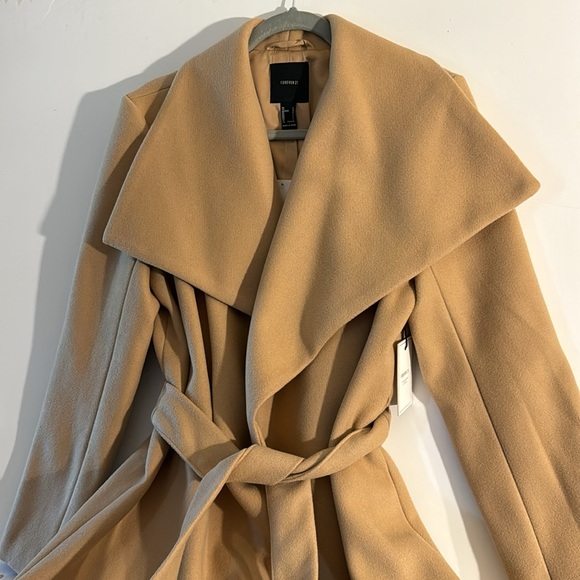 Forever 21 Premium Label Tan Belted Coat NWTGS size Large - Picture 2 of 6